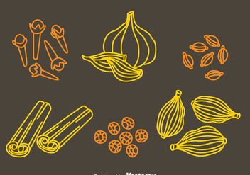 Herbs And Spices Hand Draw Icons Vector - vector gratuit #382609 