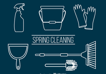 Spring Cleaning Outline Vector - vector gratuit #383389 