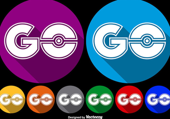 Vector Flat Go Symbol Icons For Pokemon Game - vector #384179 gratis