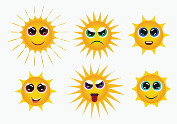 Sun Smiley Icons Vector - vector gratuit #384489 