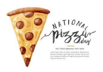 Free National Pizza Day Watercolor Vector - vector gratuit #385279 