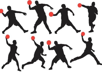Dodgeball Silhouette with Ball Vectors - Kostenloses vector #386589