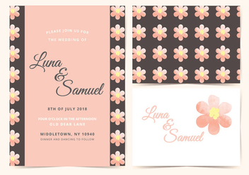 Pink Flower Vector Wedding Invite - бесплатный vector #388169