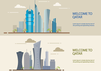 Qatar building flat design - vector gratuit #388889 