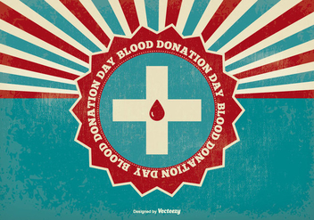 Blood Donation Day Retro Illustration - vector gratuit #389239 