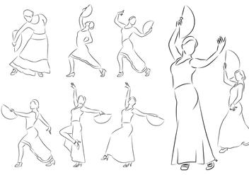 Flamenco Dancer Vectors - Free vector #390559