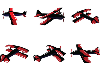 Red Biplane Vector - Free vector #391219