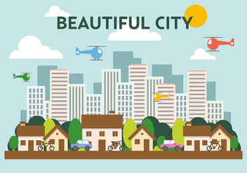 Suburban Flat Cityscape Vector Illustration - Free vector #391959