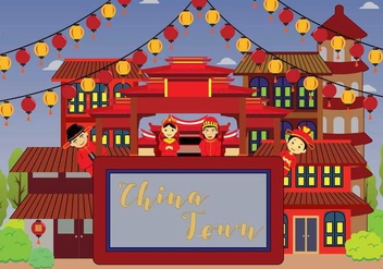 Free China Town Illustration - vector gratuit #394309 