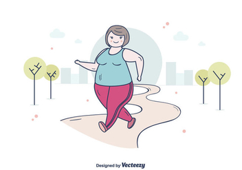 Fat Woman Jogging - vector gratuit #394999 