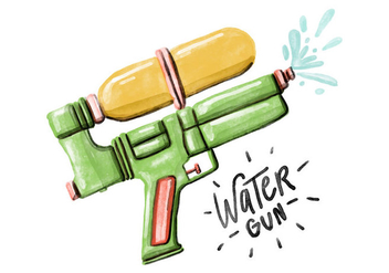 Free Water Gun Watercolor Vector - Kostenloses vector #395259