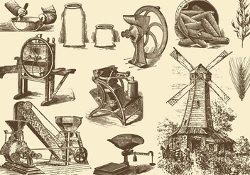 Grain And Mill Illustrations - Free vector #395449