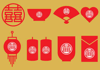 Chinese Wedding Icons - vector #395959 gratis