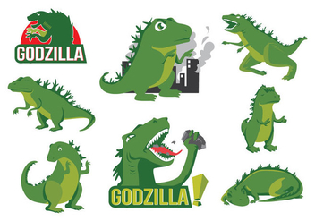 Free Godzilla Cartoon Vector - vector gratuit #396199 