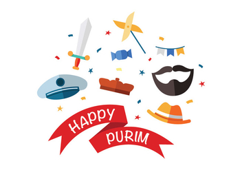 Happy Purim Vector Icons - бесплатный vector #398669