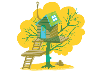 Summer Tree House Vector Illustration - бесплатный vector #398919