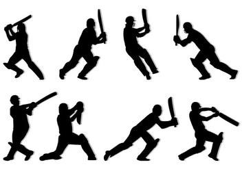 Silhouette Of Cricket Players - Kostenloses vector #399089