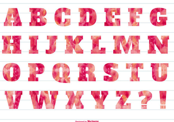 Pink Watercolor Textured Alphabet - vector gratuit #399819 