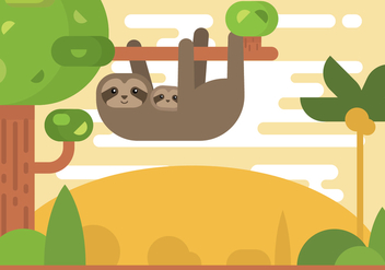 Free Cartoon Sloth on The Tree Vector - бесплатный vector #399949