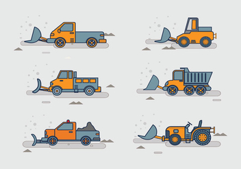 Snow plow tracktor pack stock vector - Free vector #400739