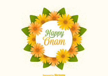 Free Vector Happy Onam Flowers Card - vector gratuit #401149 