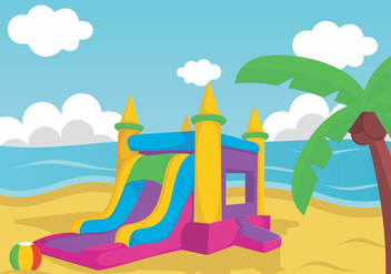 Illustration Of Bouncy Castle On Beach - бесплатный vector #401439