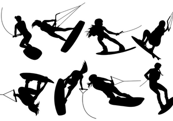 Silhouettes Of Wakeboarding Vectors - Free vector #401609