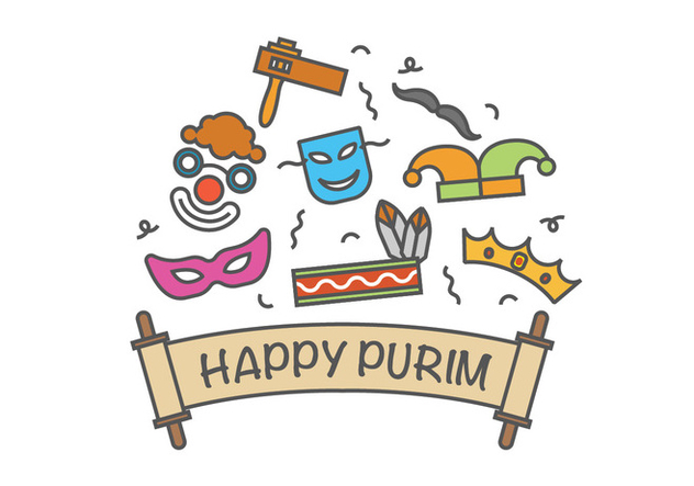 Happy purim vector icons - vector #403109 gratis