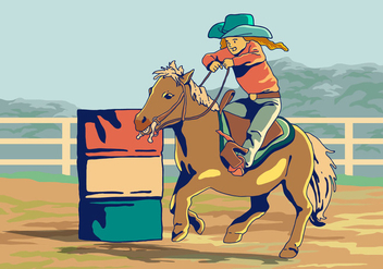 A Kid In Barrel Racing Competition Vector - Free vector #403949