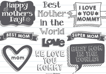 Hand Drawn Mother's Day Labels - vector gratuit #404209 