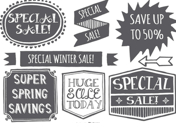 Hand Drawn Style Promotional Sale Labels - vector #404229 gratis