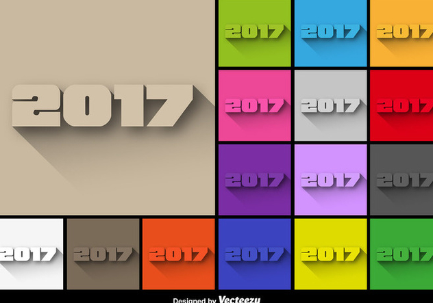 2017 New Year Colorful Buttons Set - Vector - Kostenloses vector #404889