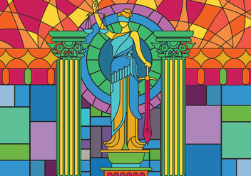 Statue of Justice Glass Painting Illustration Vector - Free vector #405679