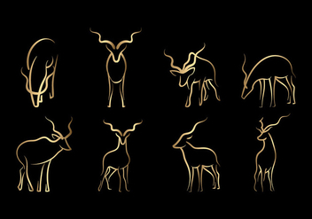 Gold Kudu Line Art Vector - бесплатный vector #408169
