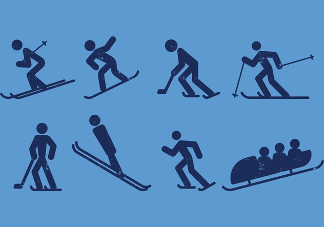 Ski, Skate, Hockey, Snowboarding and Sledding Pictogram Icons - vector gratuit #408979 