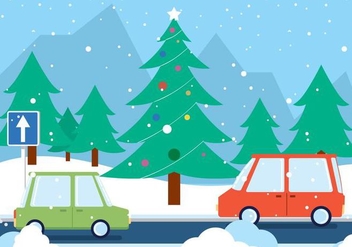 Free Christmas Vector Road Landscape - Free vector #409059