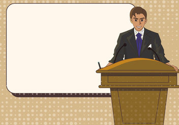Man Speech On Lectern Template Illustration - vector gratuit #409309 