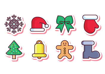 Free Christmas Sticker Icon Set - Kostenloses vector #410939