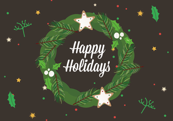 Free Happy Holidays Vector Wreath - vector gratuit #411289 