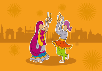 Garba indian dance festival vector - vector gratuit #411979 