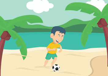 Guy Playing Soccer On The Beach - Free vector #412079