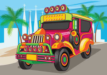Philippine Jeep vector Illustration or Jeepney - Free vector #414269