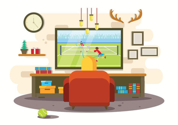 Watching Tennis Illustration - Free vector #415869