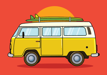 Hippie Bus Vector Illustration - vector gratuit #416699 