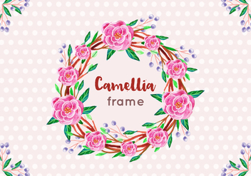 Free Vector Camellia Frame in Watercolor Style - Free vector #419259