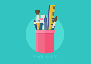 Pen Holder Flat Vector Illustration - Free vector #421909