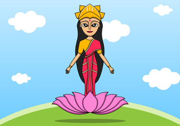 Indian Goddess Lakshmi on Lotus - Free vector #422589