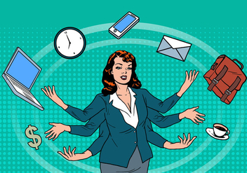 Business Superwoman Time Management Vector - Free vector #424209