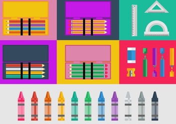 Free Pencil and Color Cases Vector - Free vector #424939