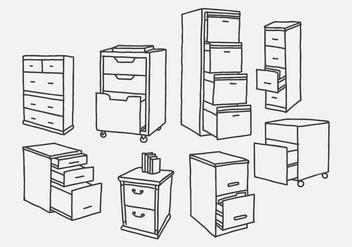 Hand Drawn File Cabinet Vectors - vector gratuit #425169 
